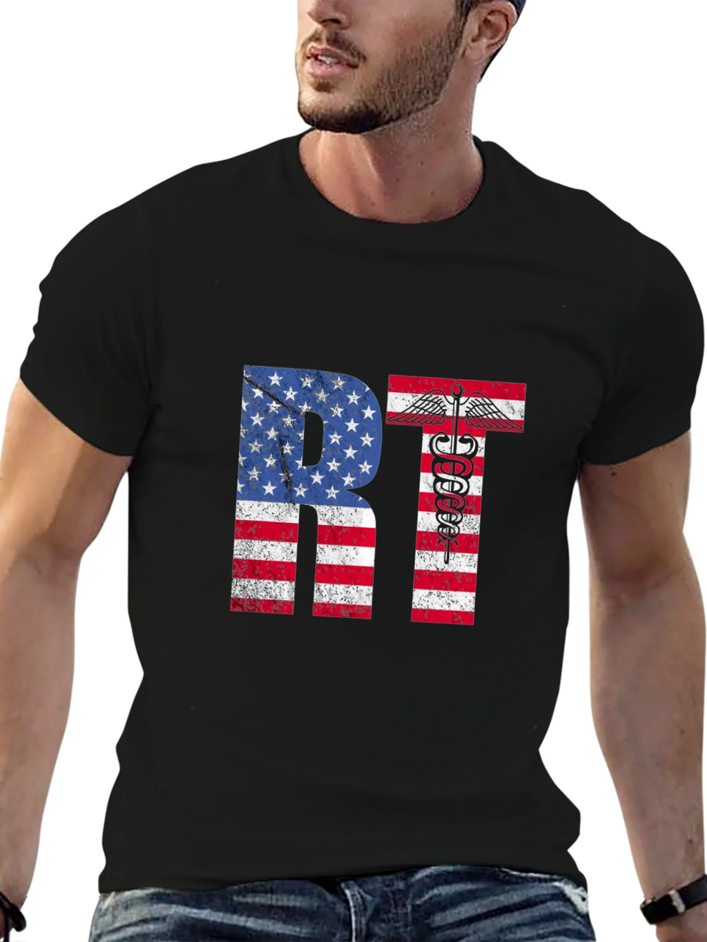 American RT T-Shirt Respiratory Therapist USA Flag Tee product image 4