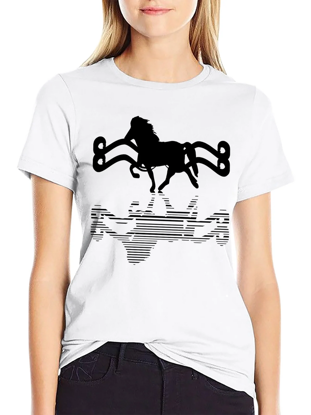 Horse Silhouette Graphic Tee - Black Cotton Blend product image 8