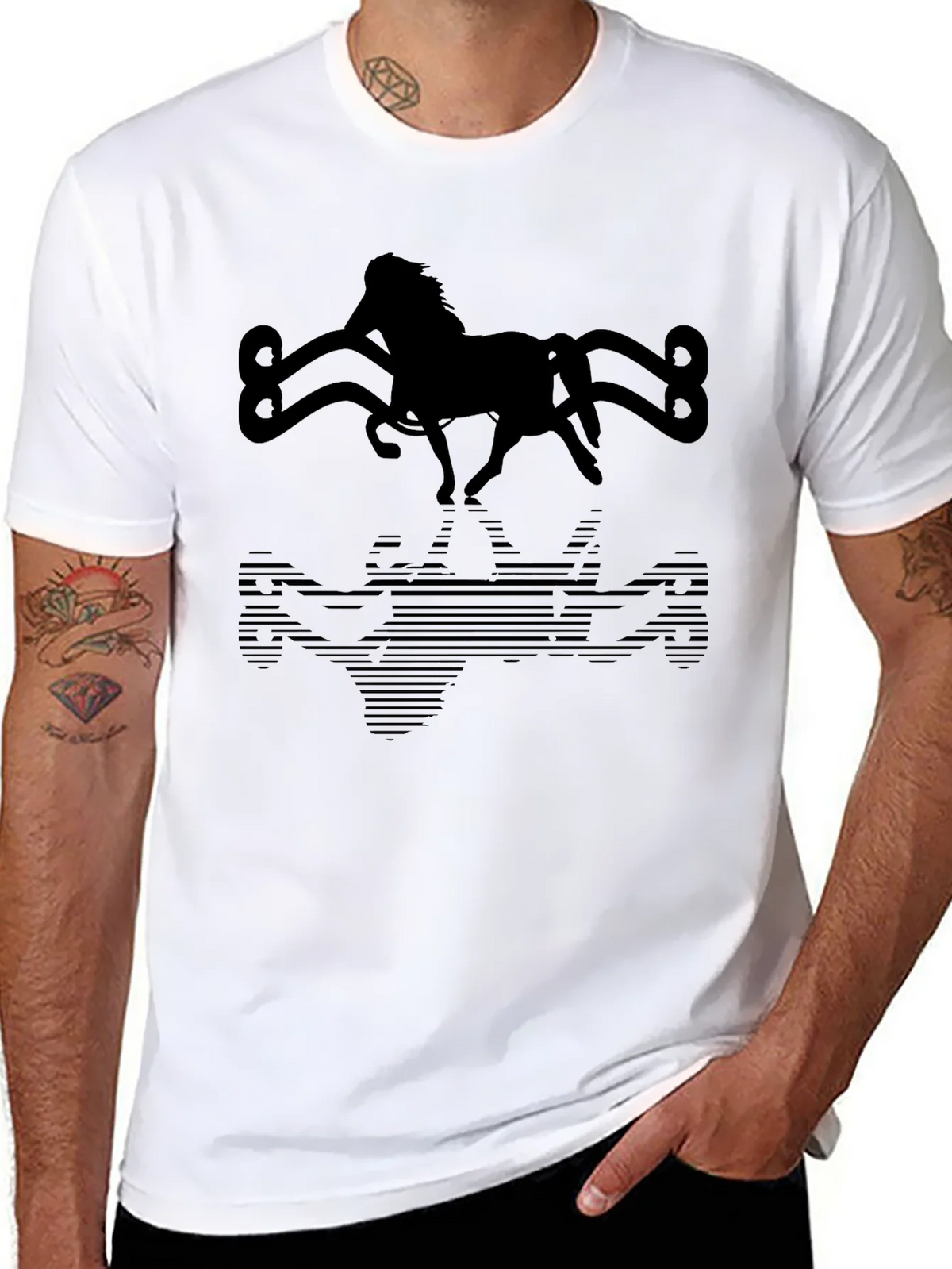 Horse Silhouette Graphic Tee - Black Cotton Blend product image 7
