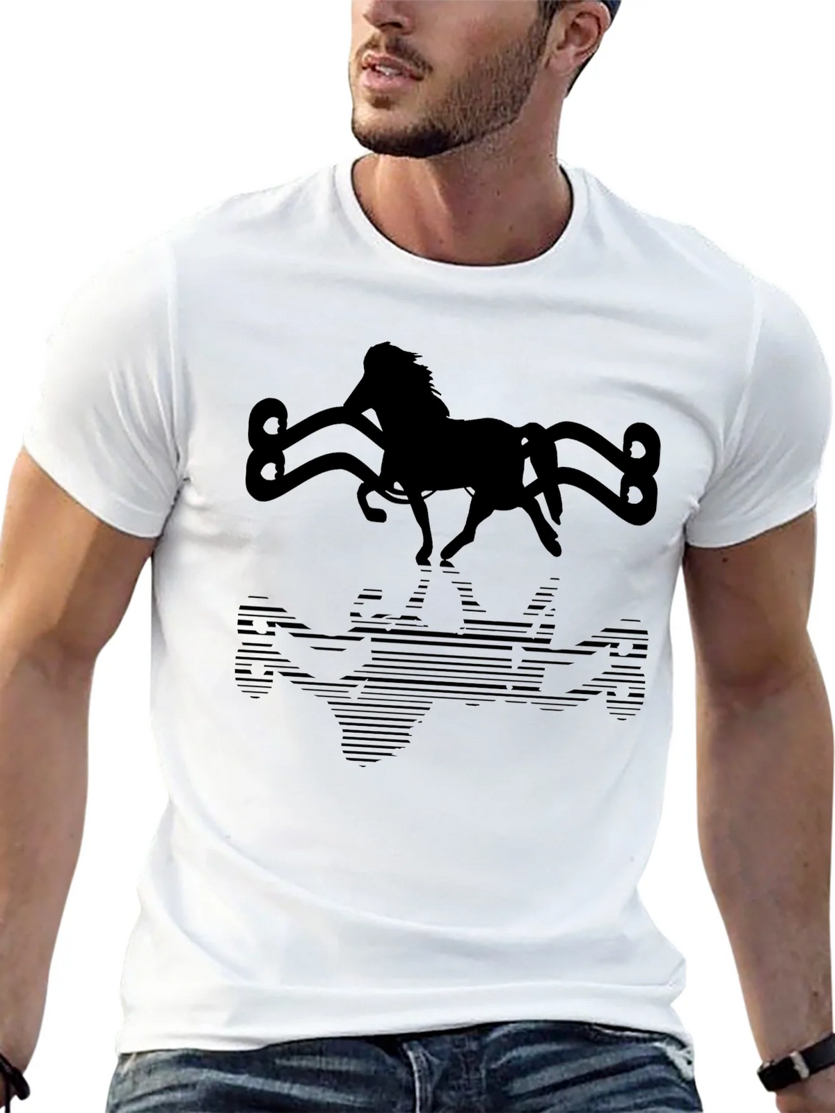 Horse Silhouette Graphic Tee - Black Cotton Blend product image 12