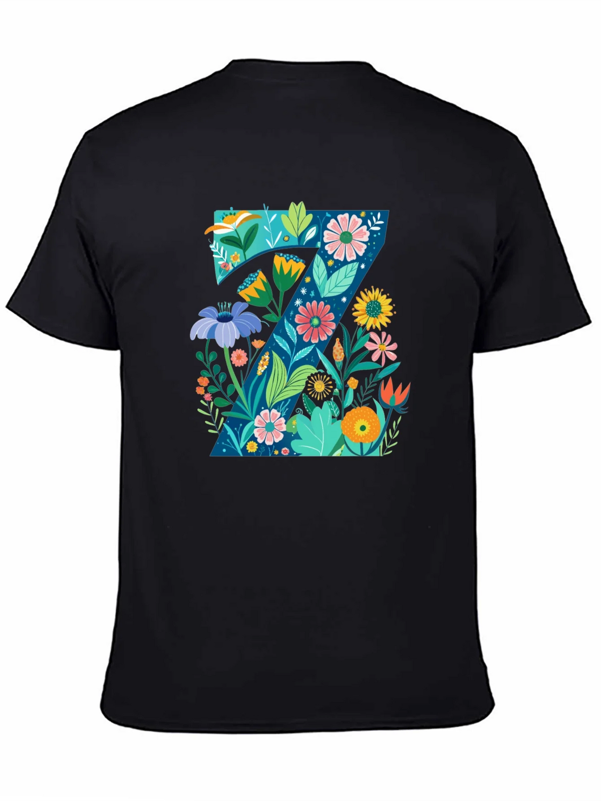 Floral Letter Z Black T-Shirt - Nature Inspired Design product image 4