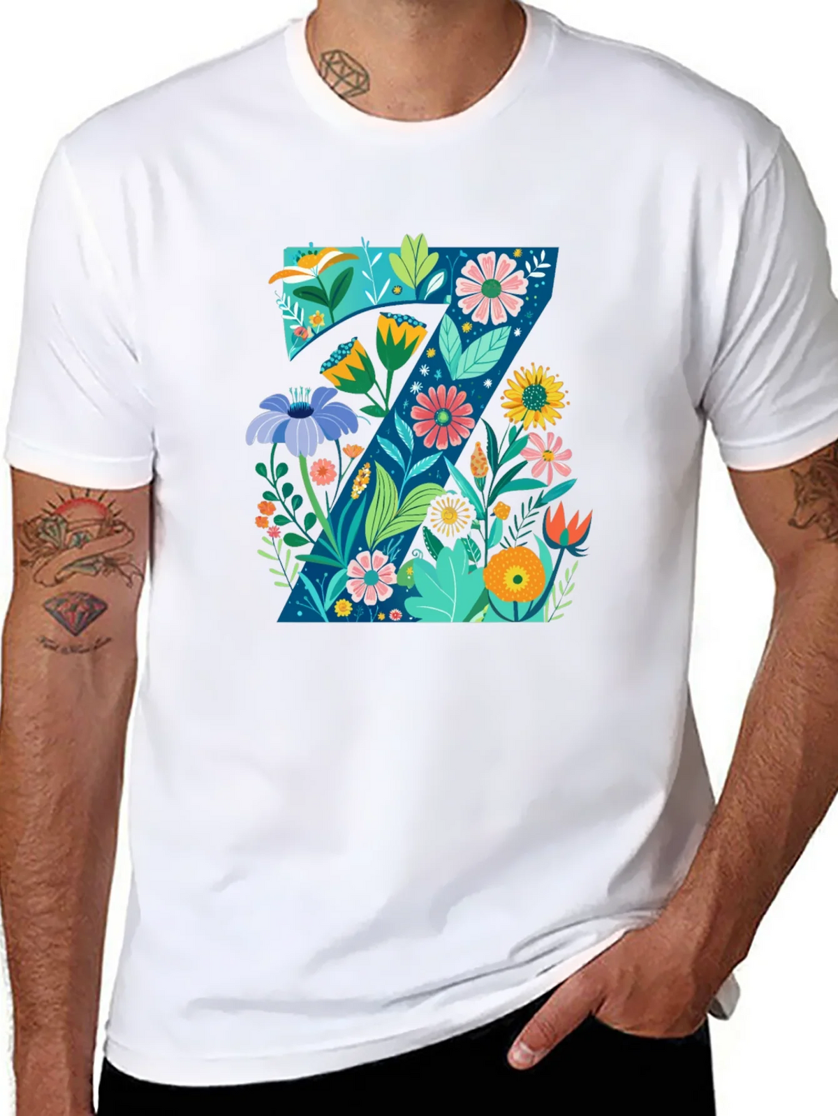 Floral Letter Z Black T-Shirt - Nature Inspired Design product image 7