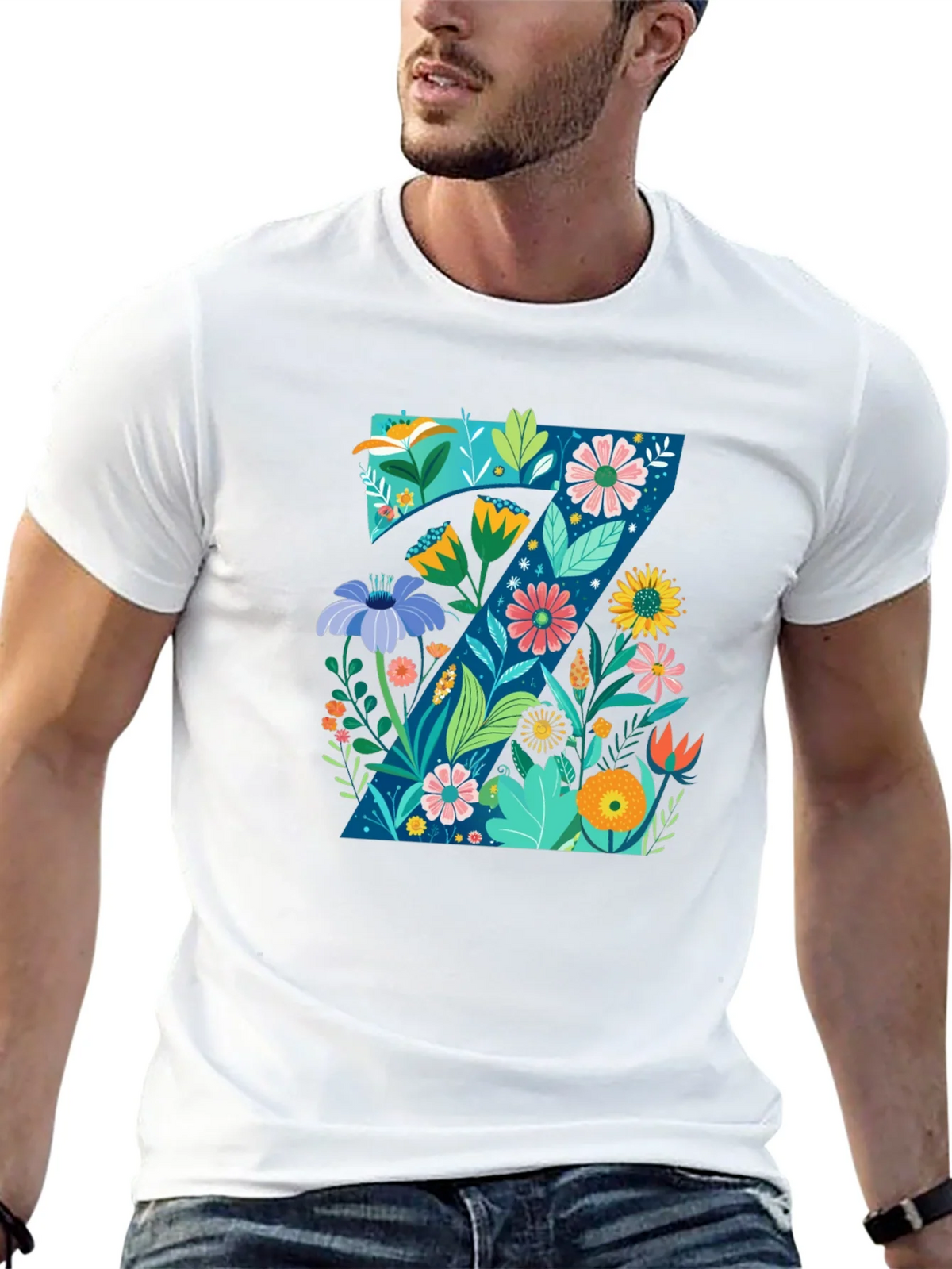 Floral Letter Z Black T-Shirt - Nature Inspired Design product image 12