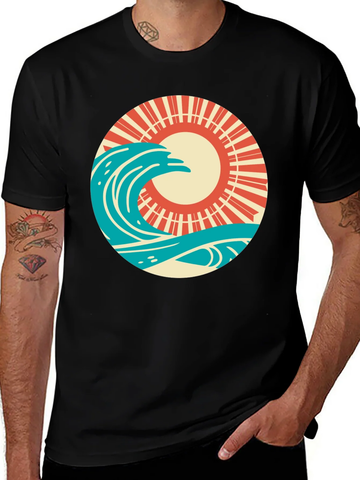 Retro Wave and Sun Graphic T-Shirt product image 1