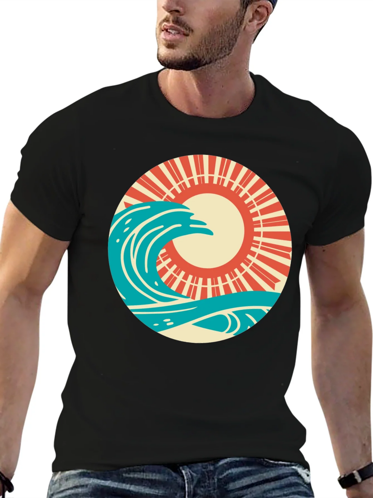 Retro Wave and Sun Graphic T-Shirt product image 6