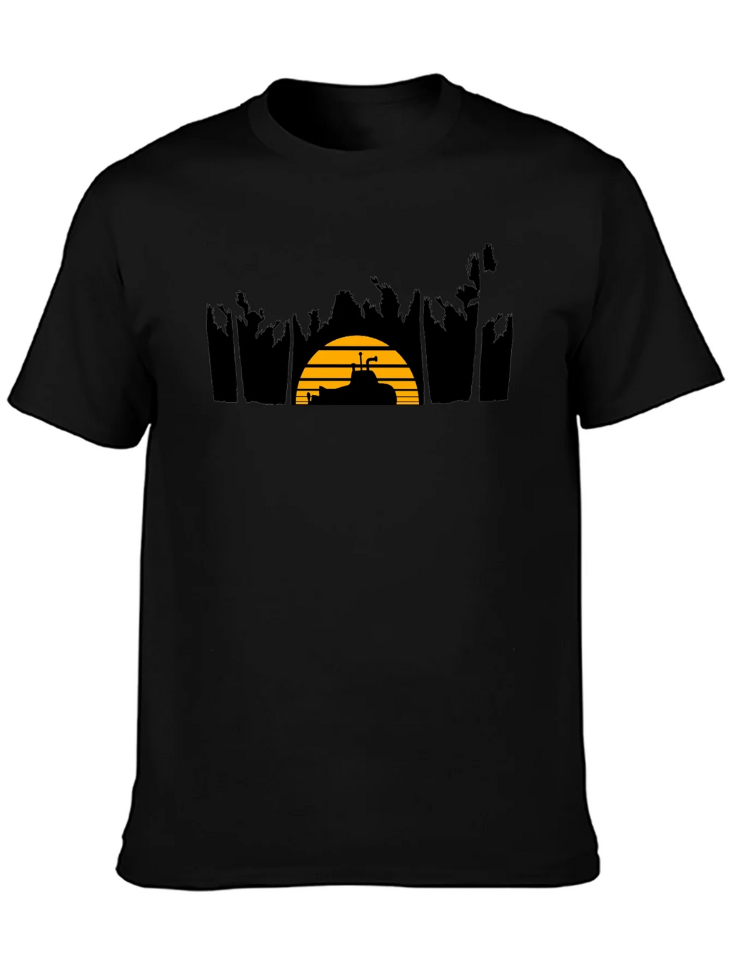 Sunset Golf Cart Tee - Black Cotton Blend Casual T-Shirt product image 3