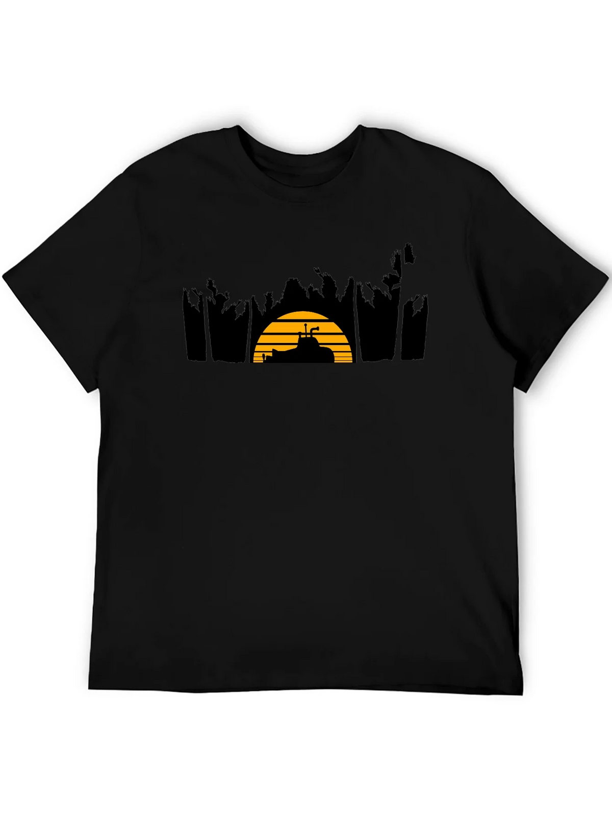 Sunset Golf Cart Tee - Black Cotton Blend Casual T-Shirt product image 5