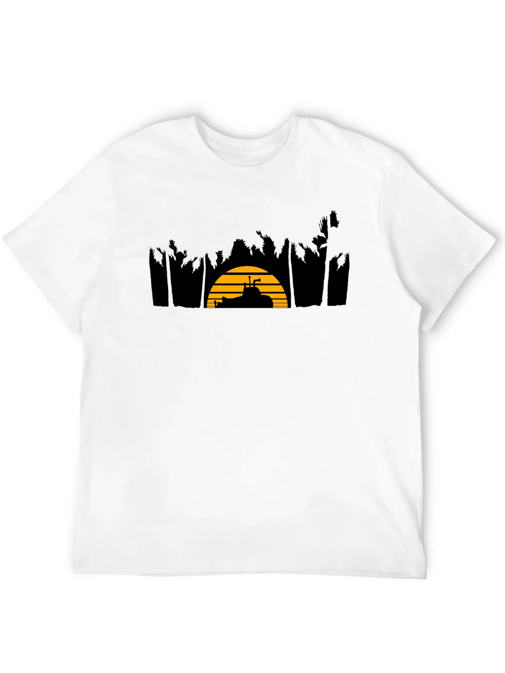Sunset Golf Cart Tee - Black Cotton Blend Casual T-Shirt product image 11