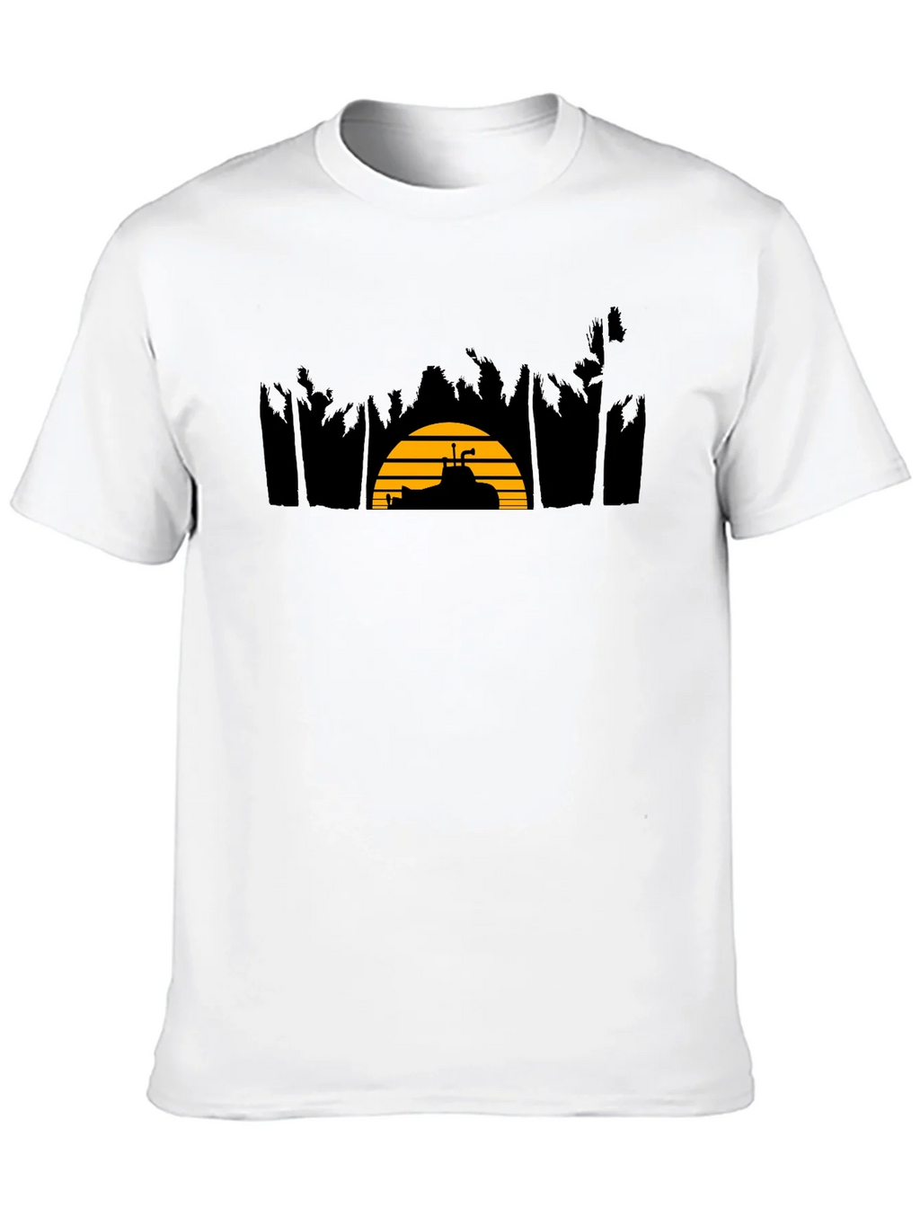 Sunset Golf Cart Tee - Black Cotton Blend Casual T-Shirt product image 9