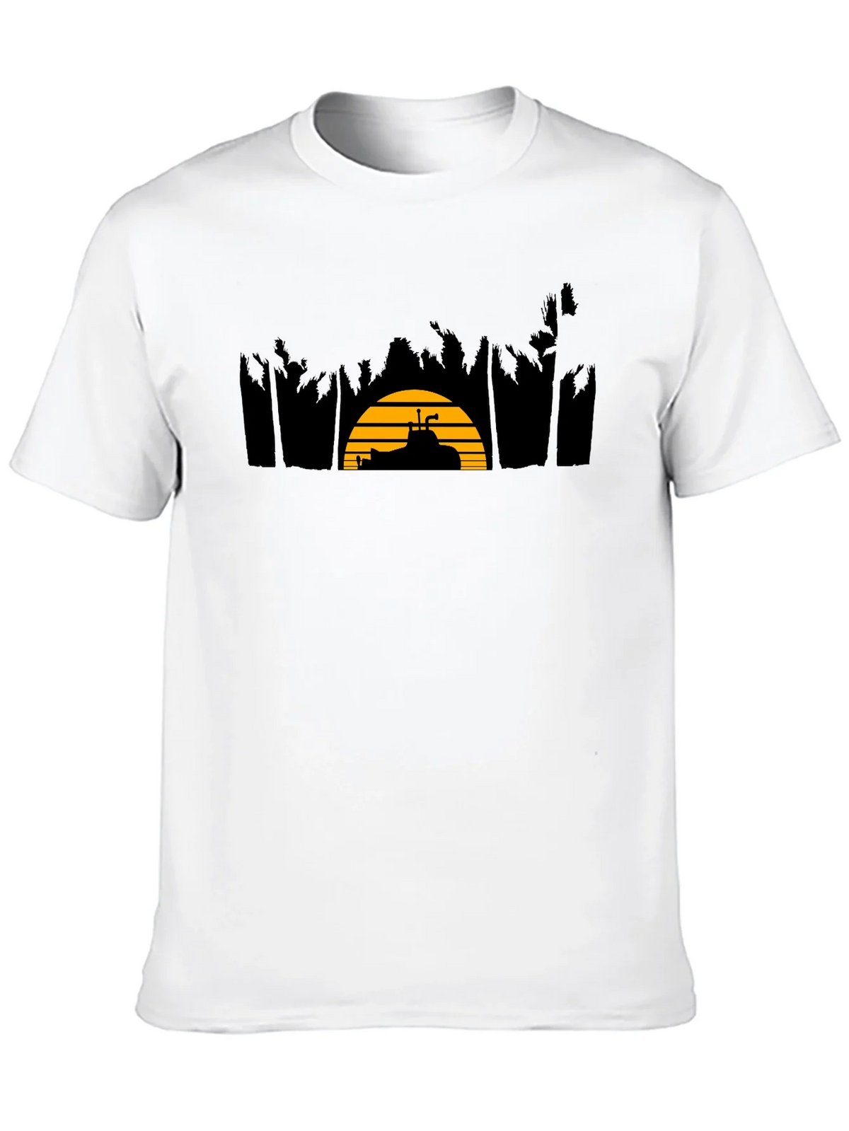 Sunset Golf Cart Tee - Black Cotton Blend Casual T-Shirt product image 9