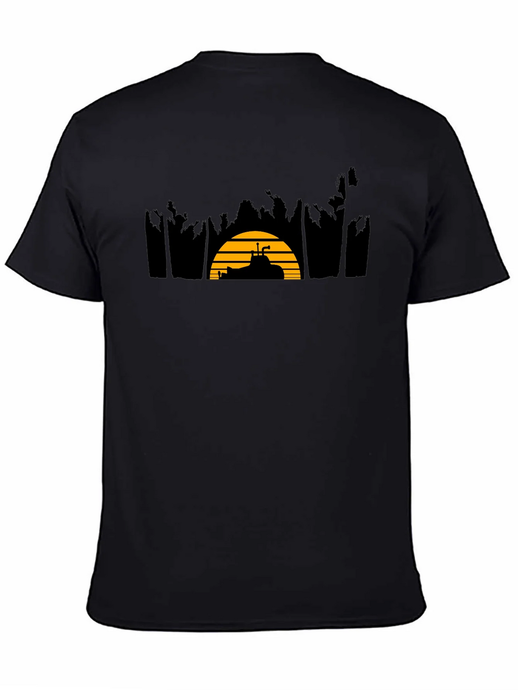 Sunset Golf Cart Tee - Black Cotton Blend Casual T-Shirt product image 4