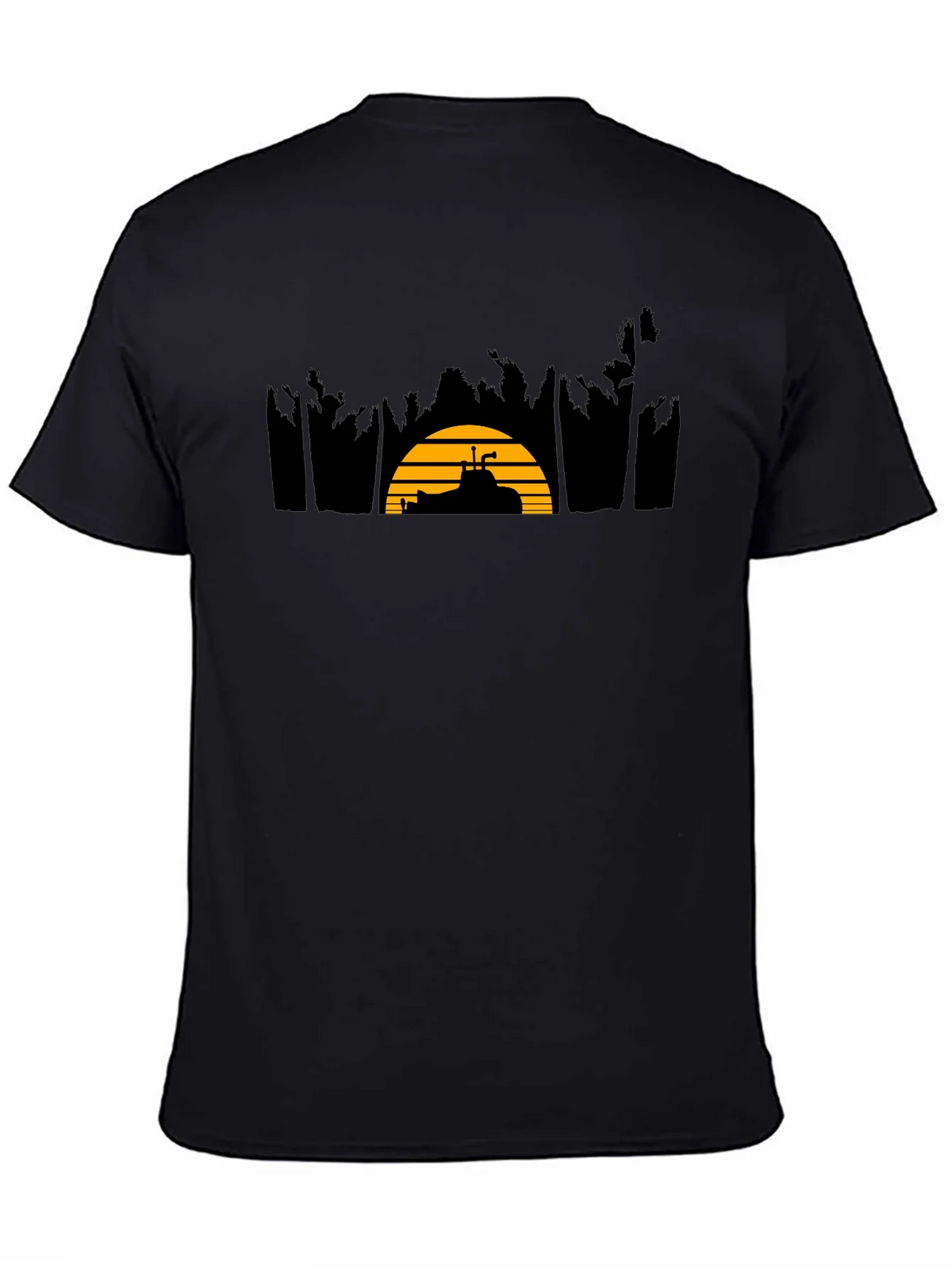 Sunset Golf Cart Tee - Black Cotton Blend Casual T-Shirt product image 4