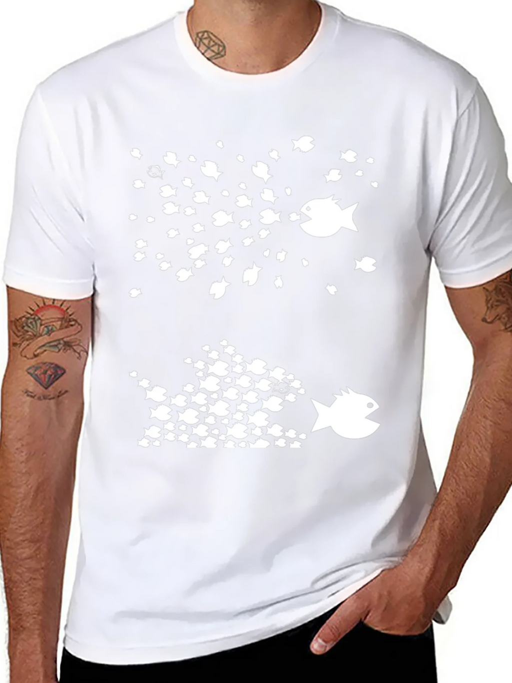 Fish Eat Graphic Tee - Black Cotton T-Shirt product image 7