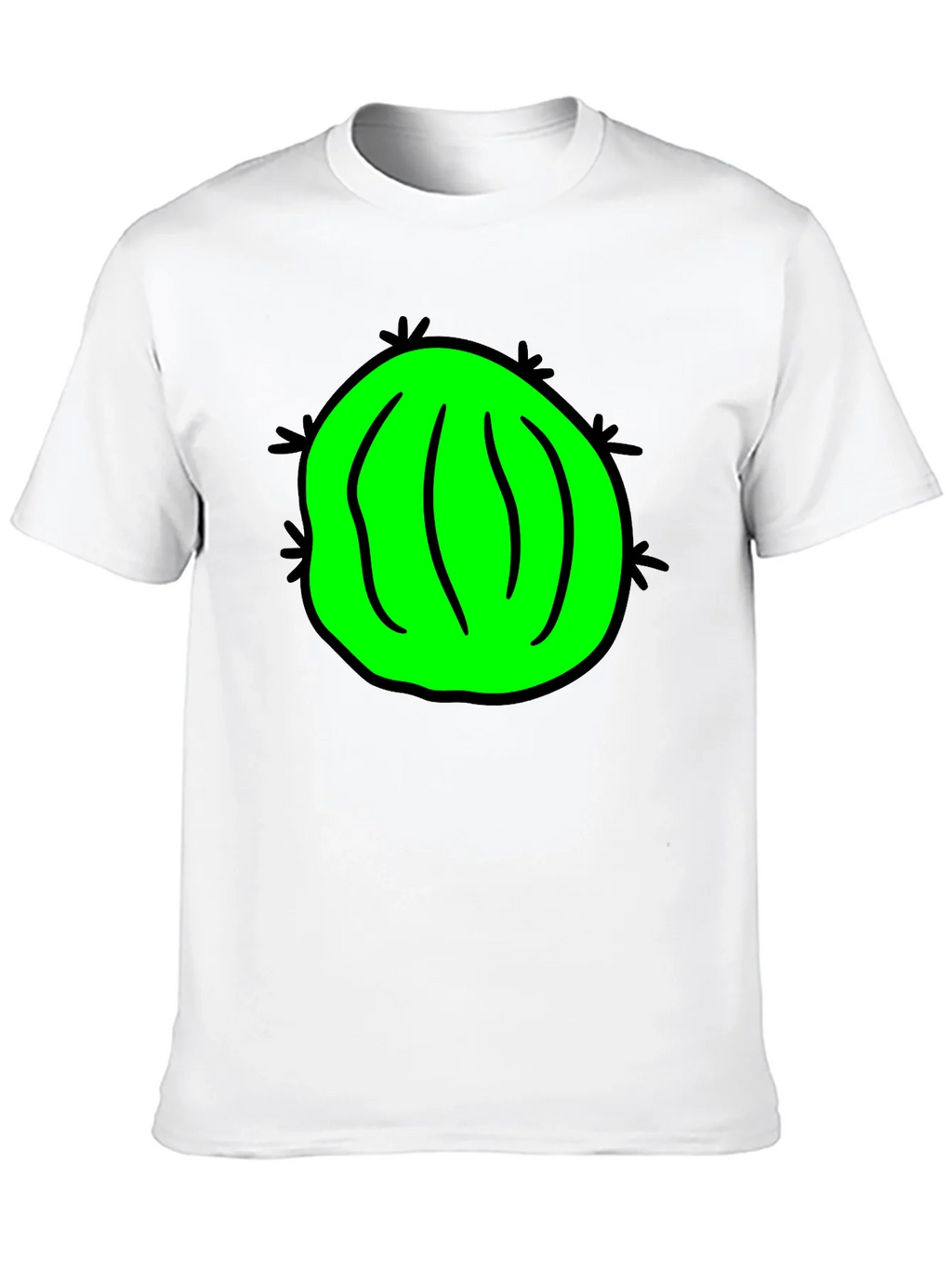 Novelty Green Cactus Graphic Black T-Shirt product image 9