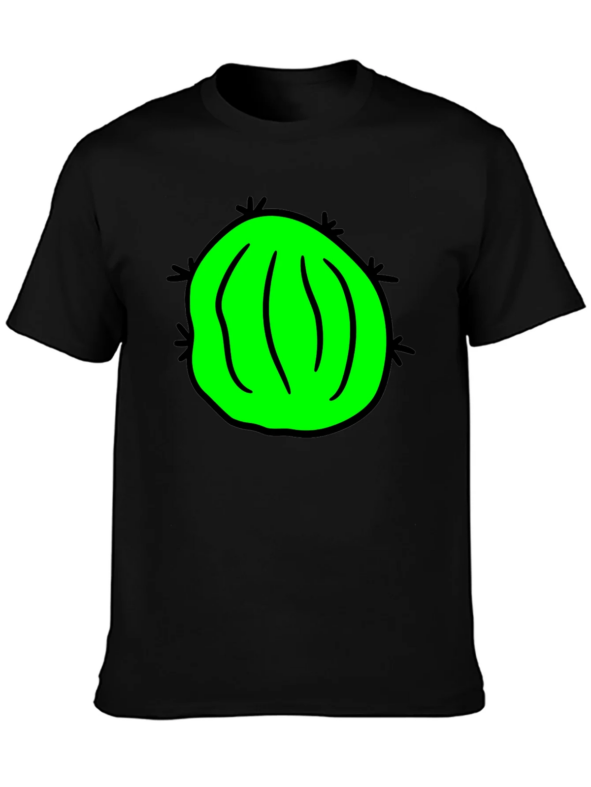 Novelty Green Cactus Graphic Black T-Shirt product image 3