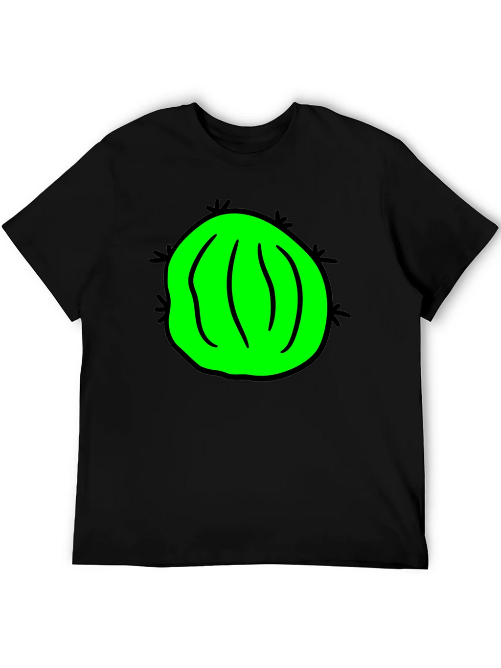 Novelty Green Cactus Graphic Black T-Shirt product image 5