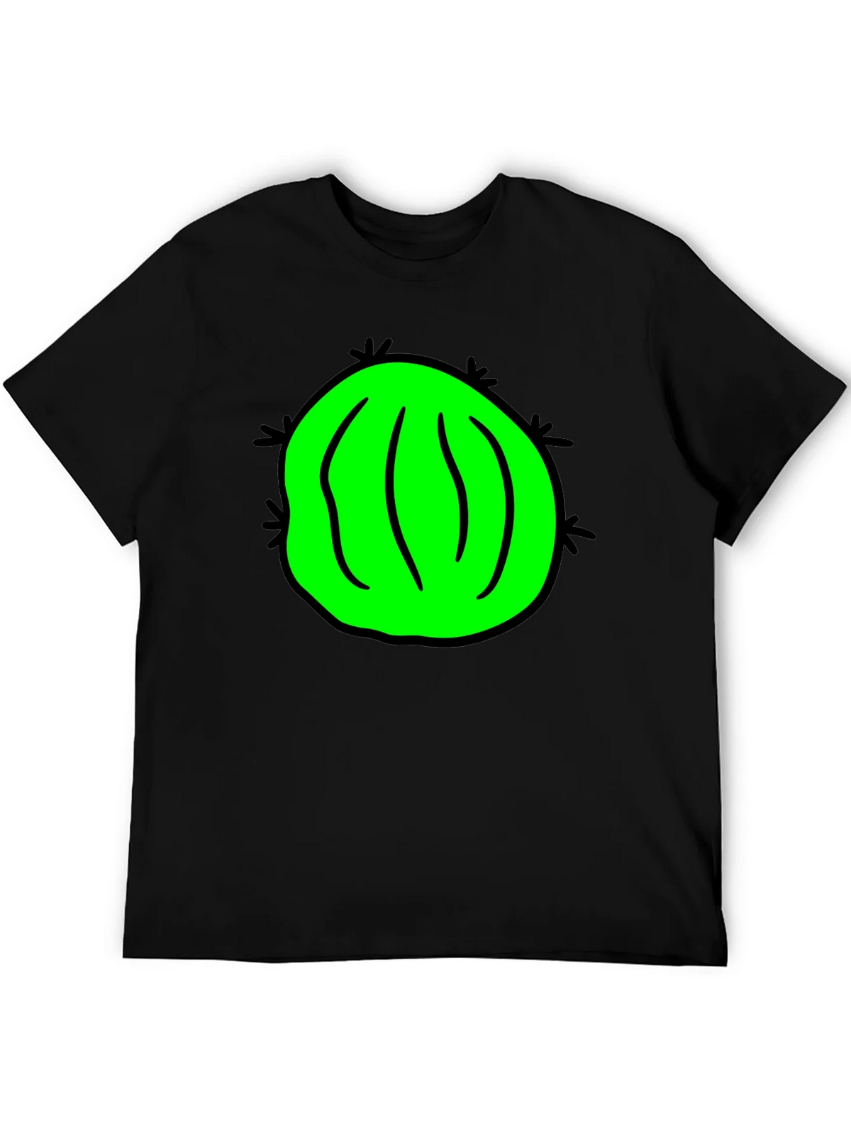 Novelty Green Cactus Graphic Black T-Shirt product image 5