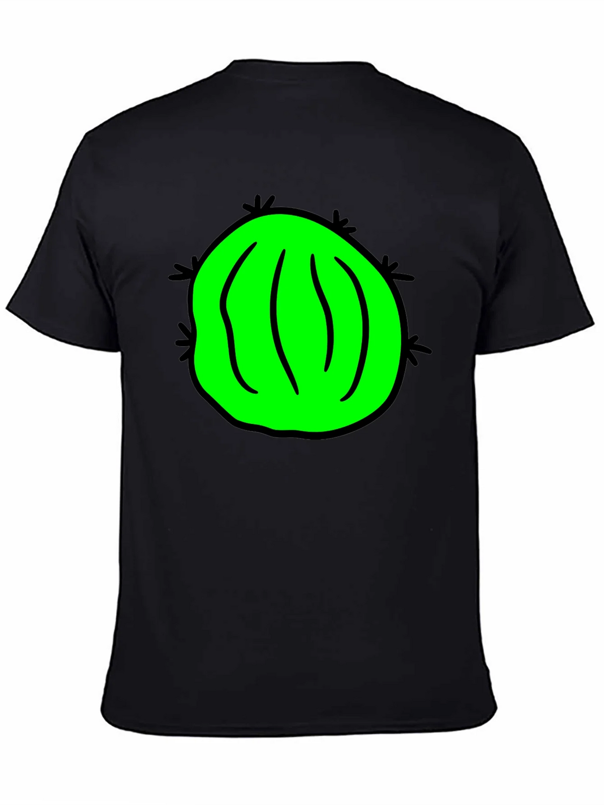 Novelty Green Cactus Graphic Black T-Shirt product image 4