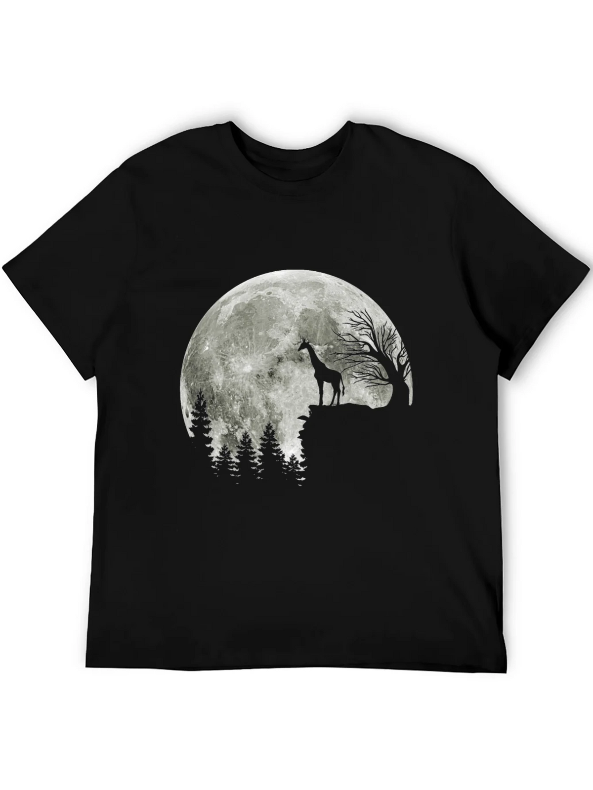 Giraffe Moon T-Shirt - Black Graphic Tee product image 5