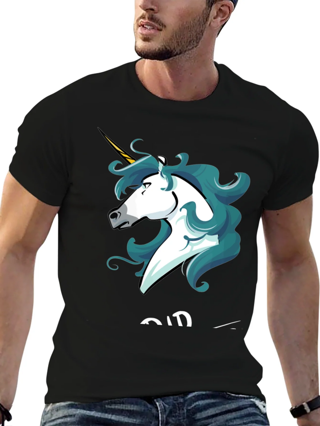Unicorn Graphic Tee - Stylish Mens Black T-Shirt product image 6