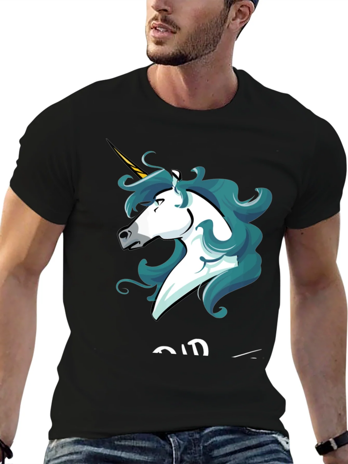 Unicorn Graphic Tee - Stylish Mens Black T-Shirt product image 6