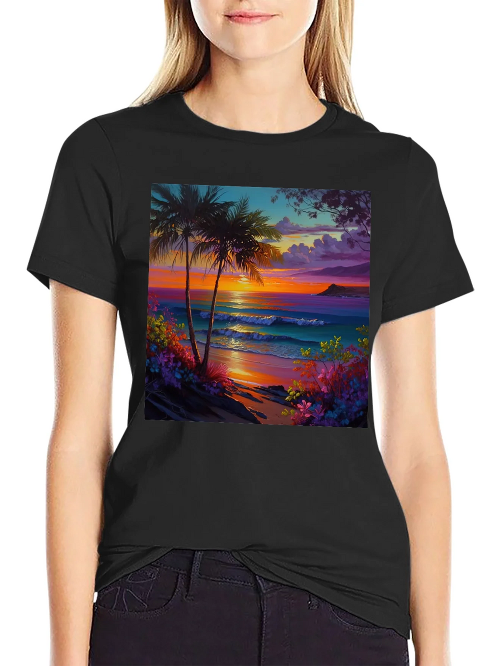 Tropical Beach Sunset Graphic Tee product image 2