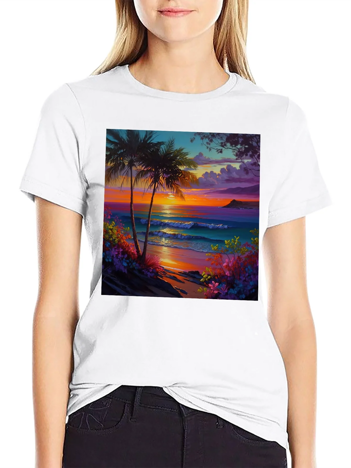Tropical Beach Sunset Graphic Tee product image 8