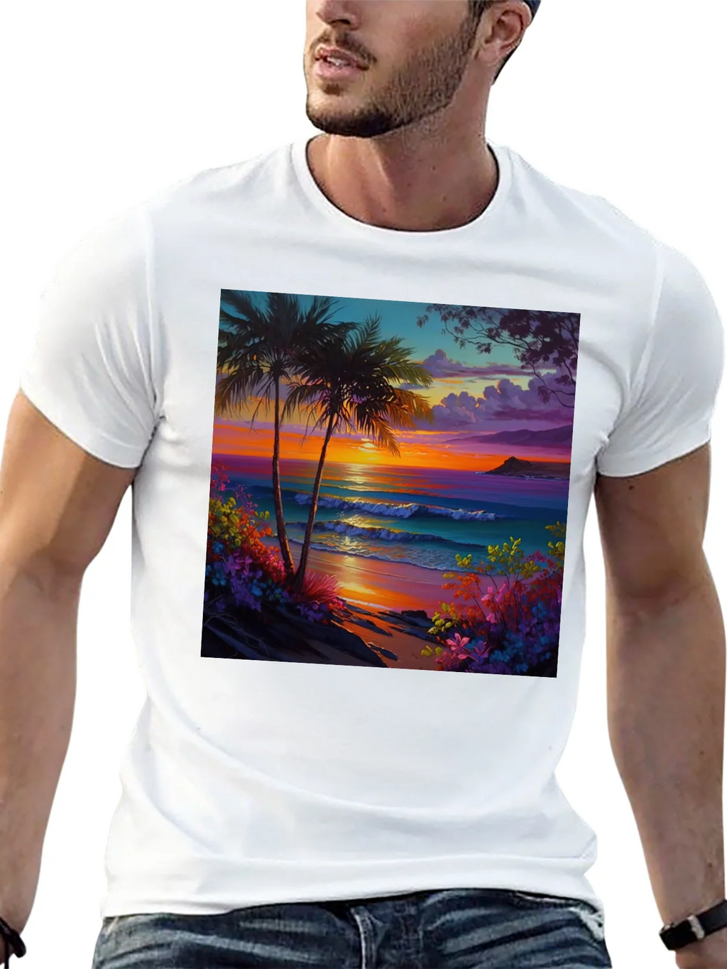 Tropical Beach Sunset Graphic Tee product image 12