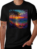 Tropical Beach Sunset Graphic Tee product image 1