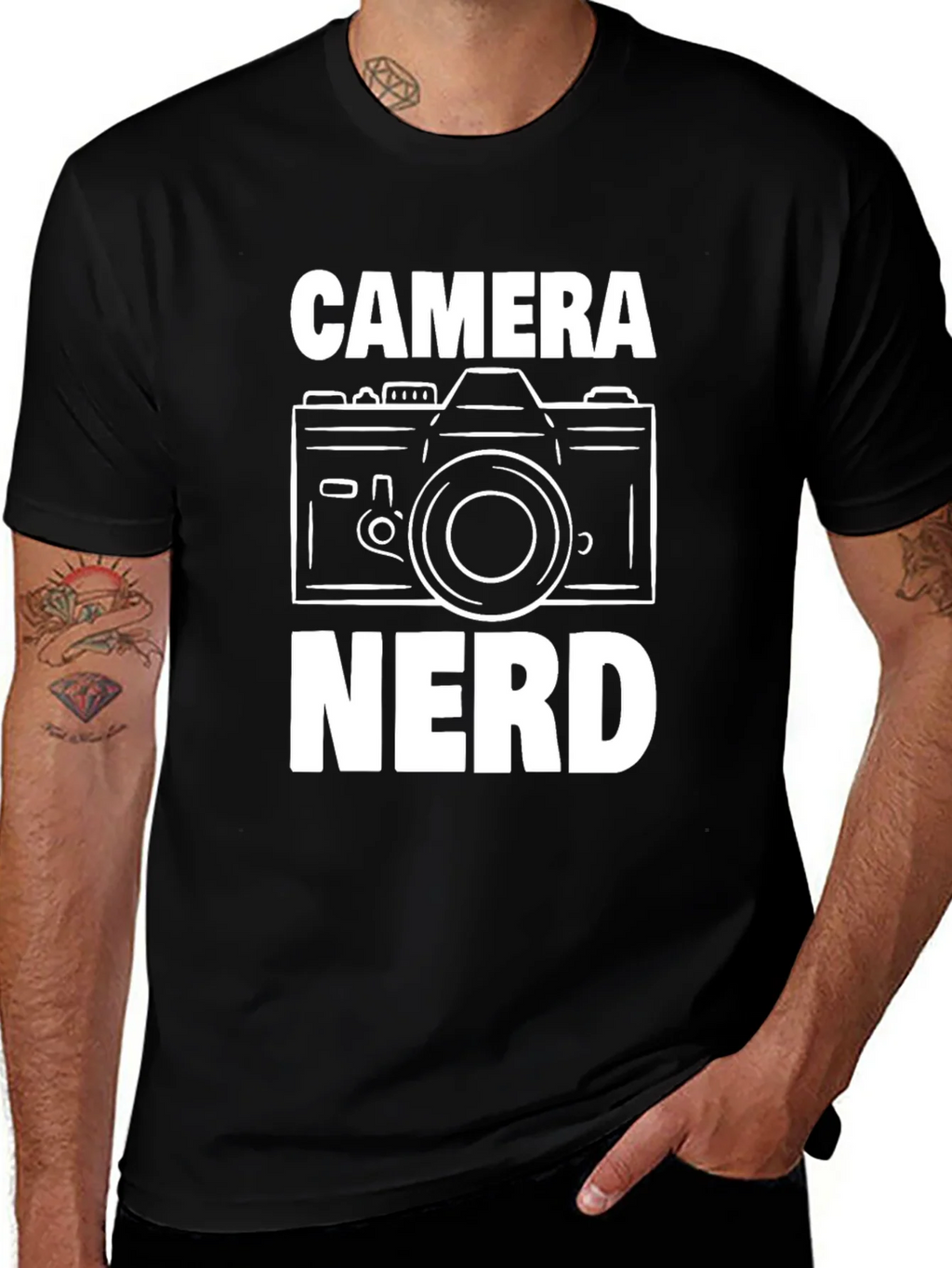 Camera Nerd Graphic T-Shirt - Black Cotton Tee product image 1