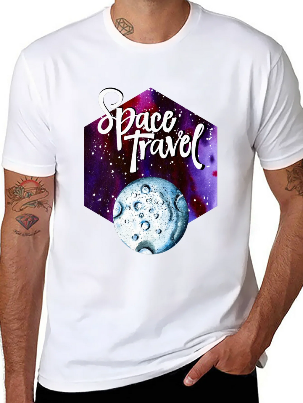Space Travel Graphic T-Shirt - Black Cotton Tee product image 7