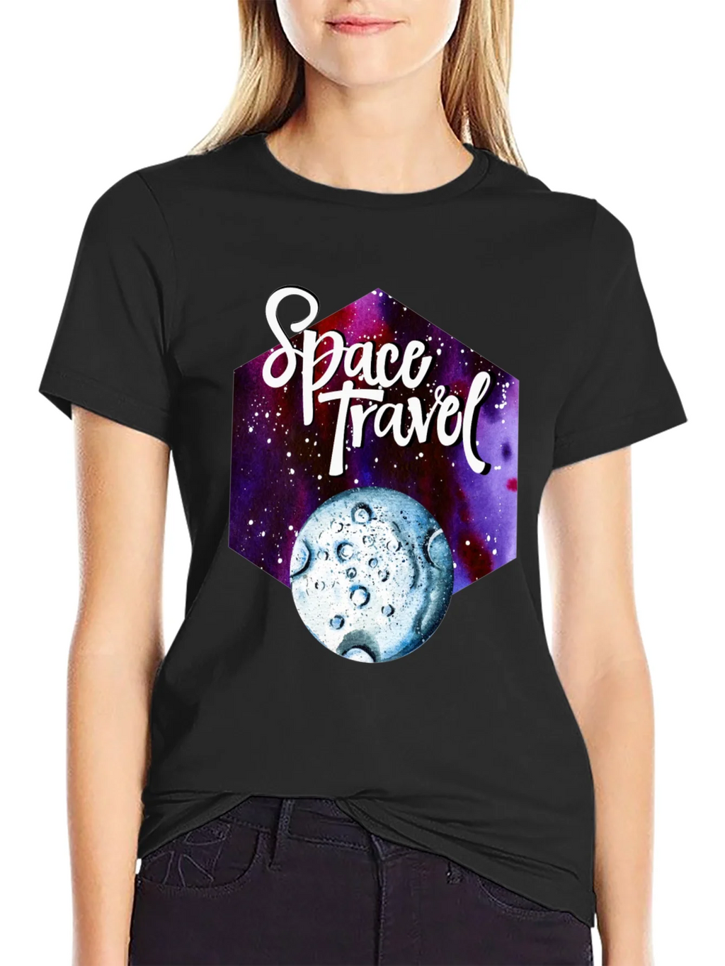 Space Travel Graphic T-Shirt - Black Cotton Tee product image 2