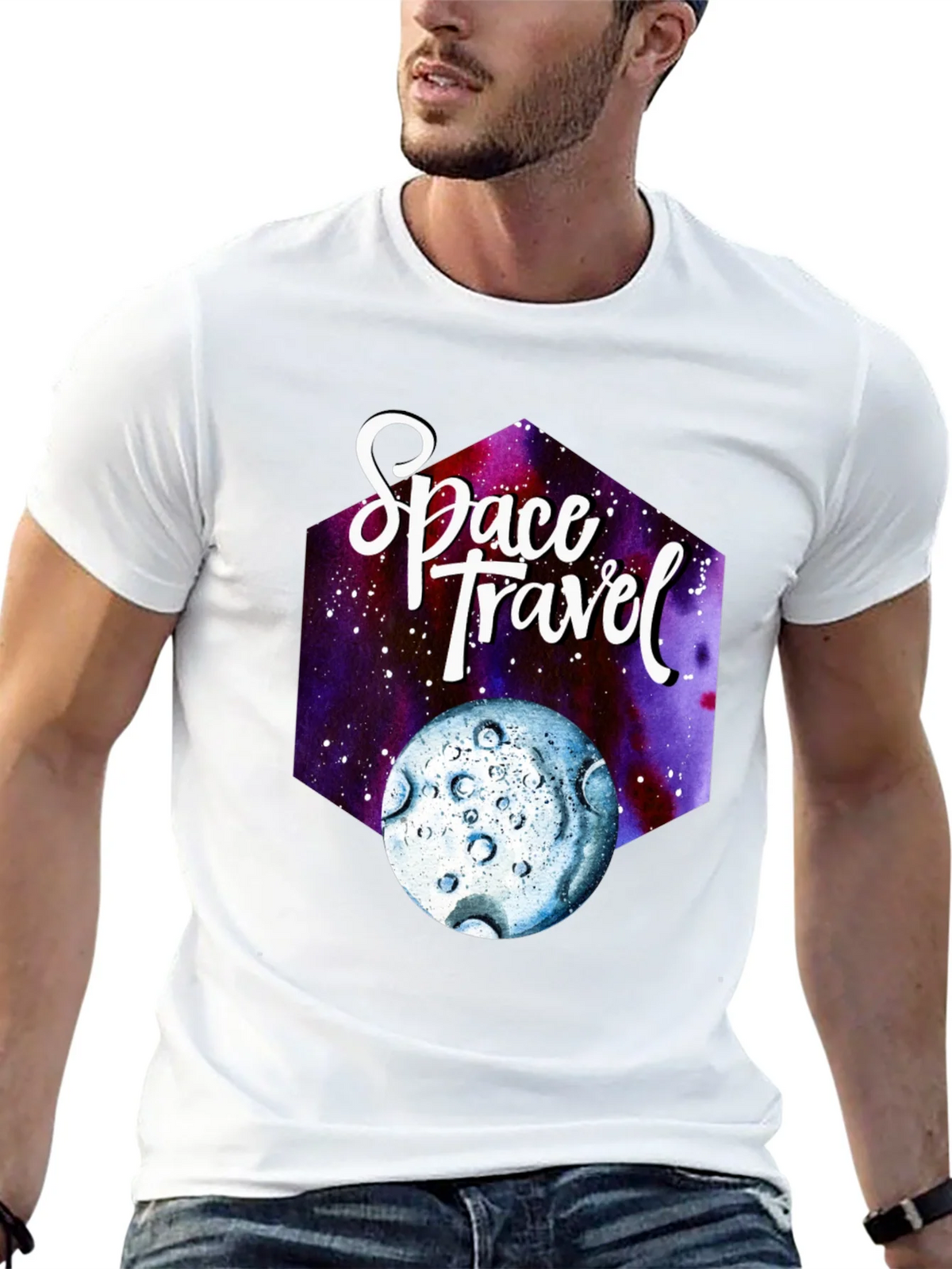 Space Travel Graphic T-Shirt - Black Cotton Tee product image 12