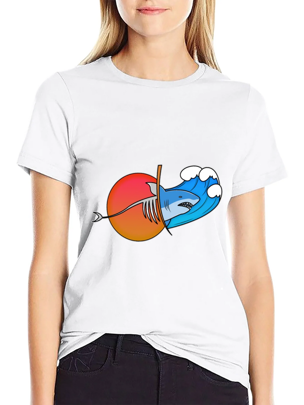 Shark Wave Sunset Graphic Tee product image 8