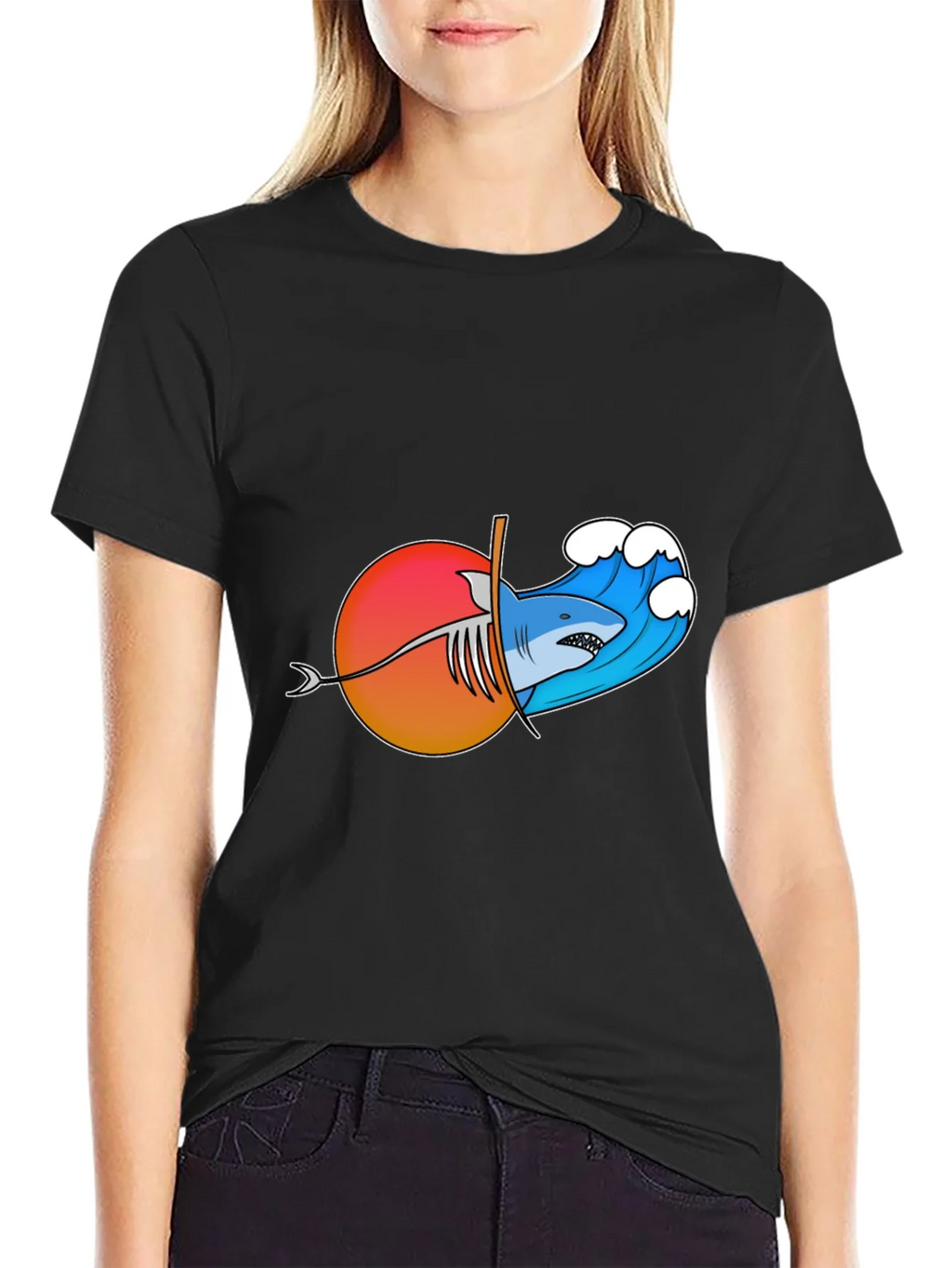 Shark Wave Sunset Graphic Tee product image 2