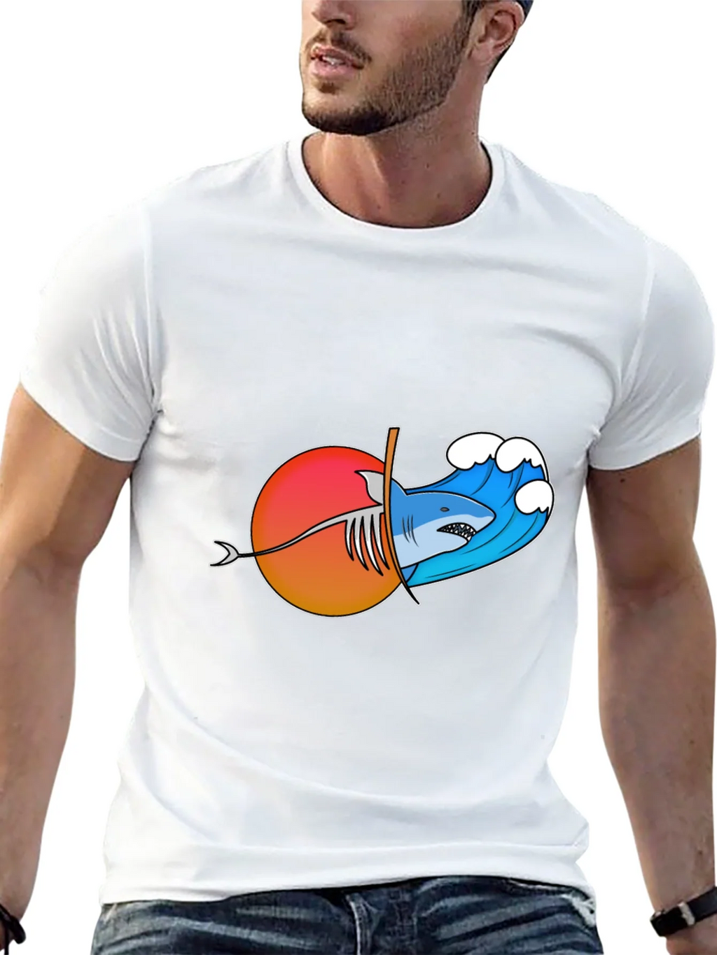 Shark Wave Sunset Graphic Tee product image 12