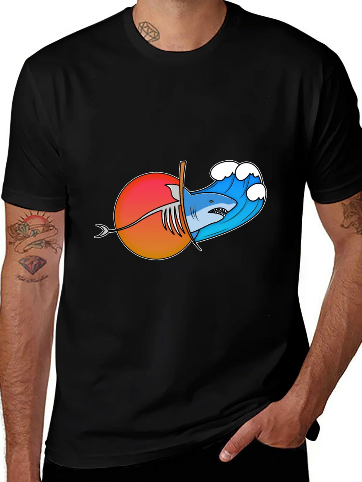 Shark Wave Sunset Graphic Tee product image 1