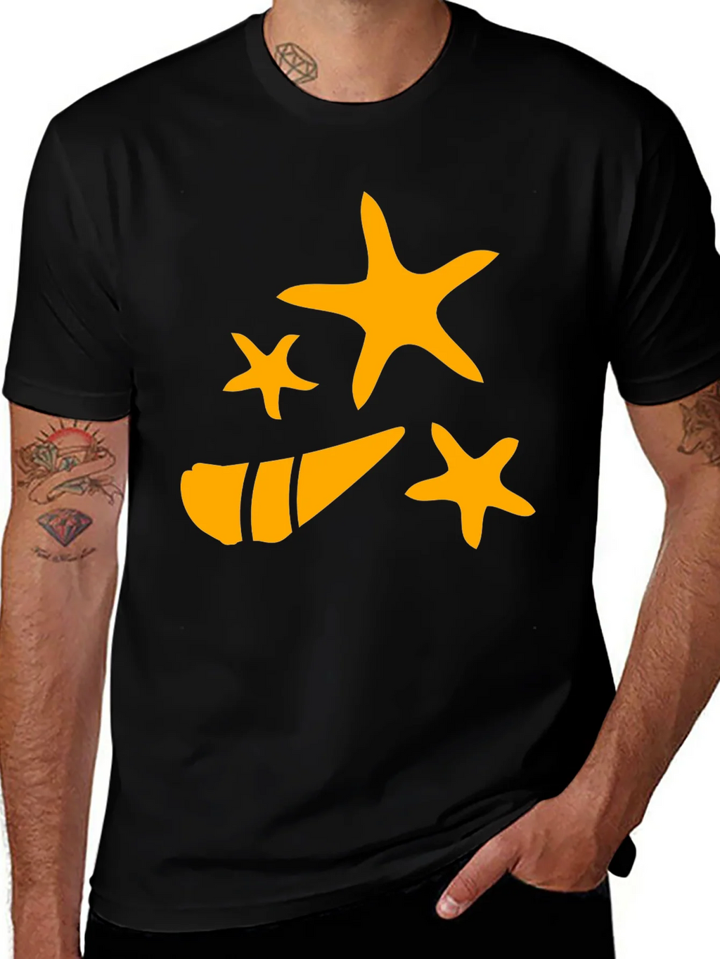 Starfish and Shell Graphic Tee - Black product image 1