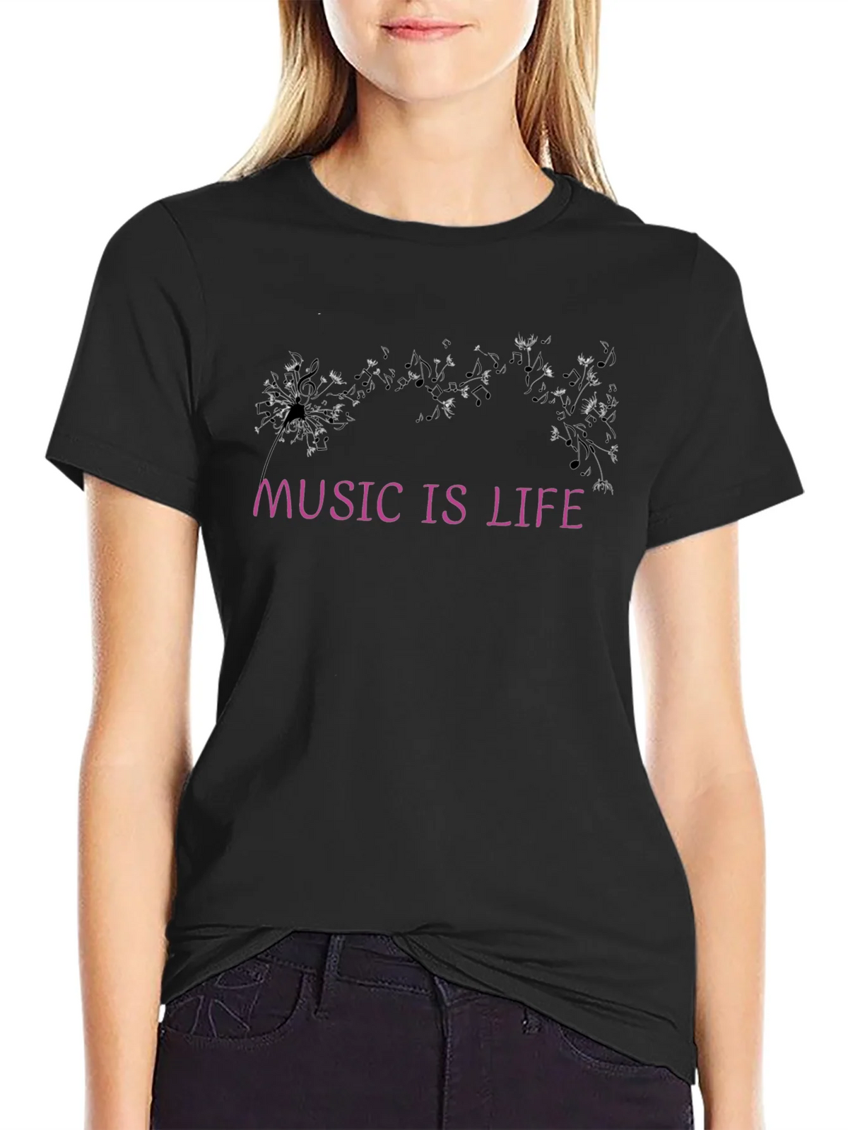 Music Is Life Graphic Black T-Shirt product image 2