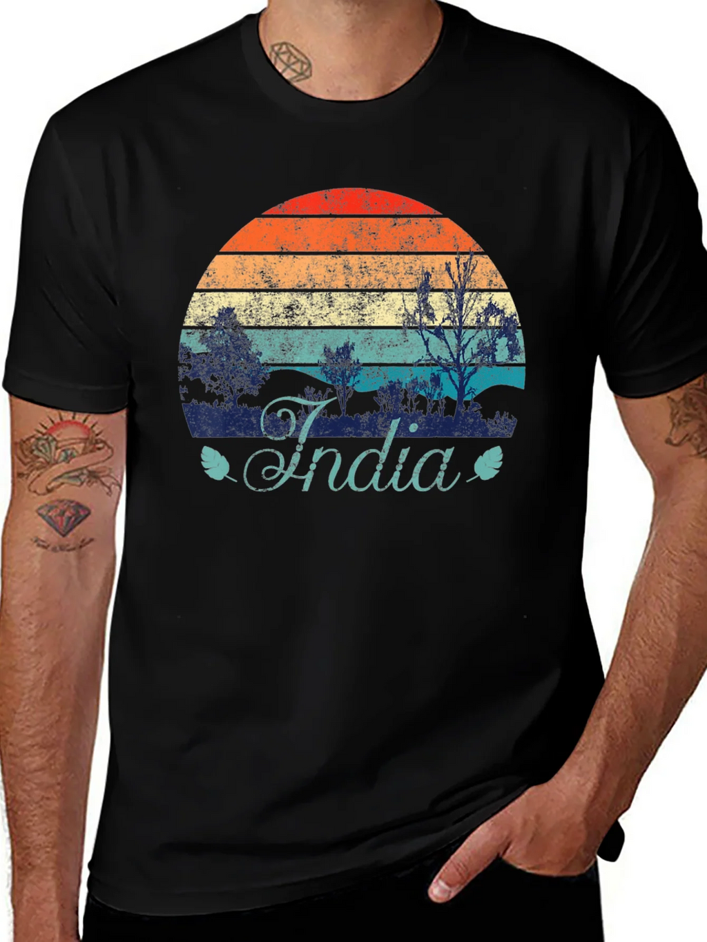 Vintage India Sunset Graphic T-Shirt product image 1
