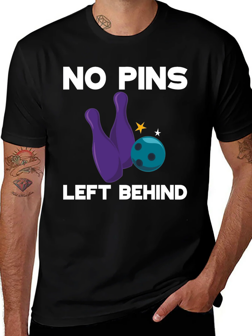 No Pins Left Behind Bowling Graphic Tee product image 1