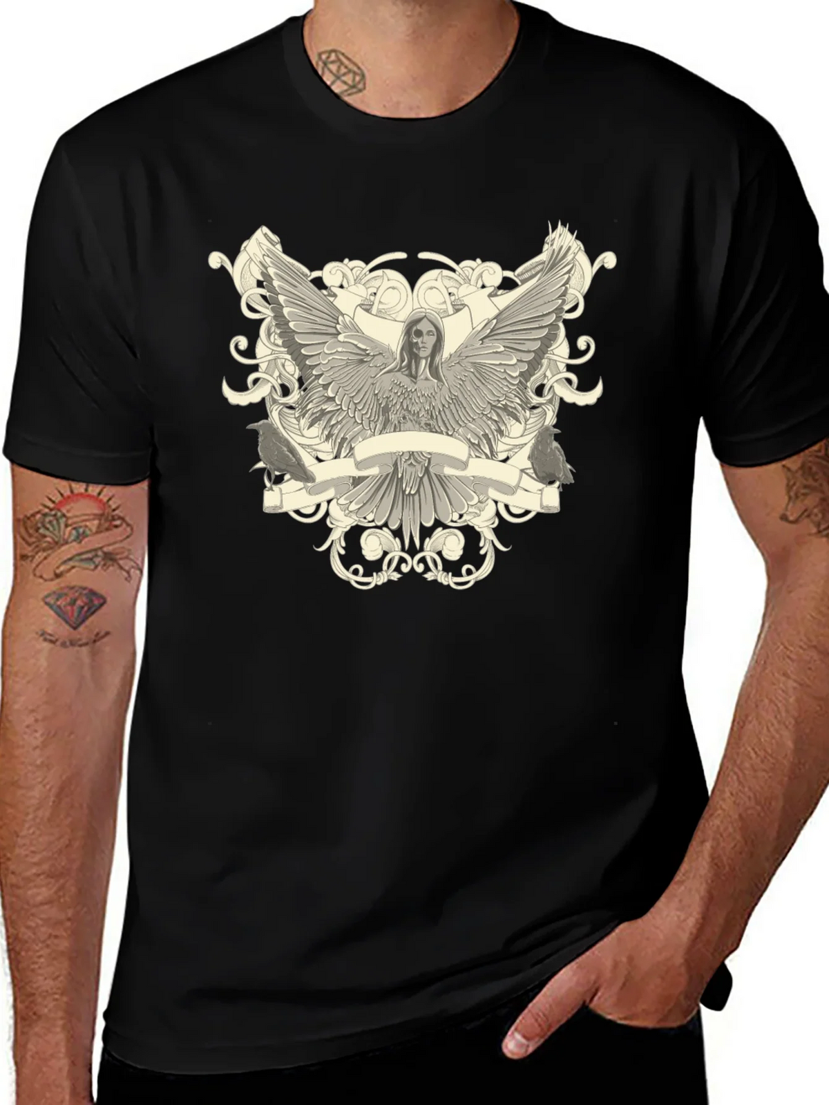 Angel Winged Graphic Print Black Tee product image 1