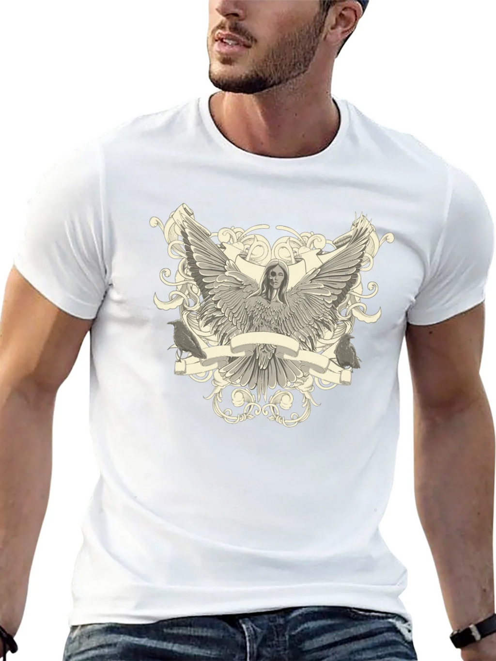 Angel Winged Graphic Print Black Tee product image 12