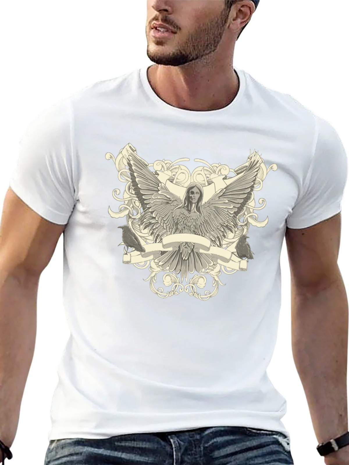Angel Winged Graphic Print Black Tee product image 12
