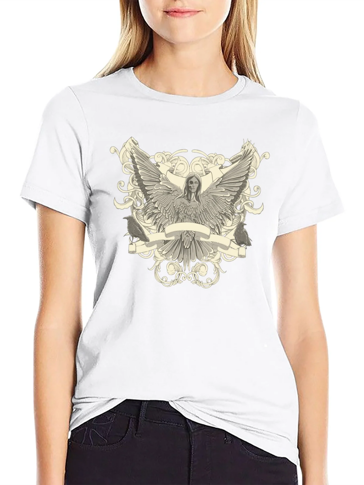 Angel Winged Graphic Print Black Tee product image 8