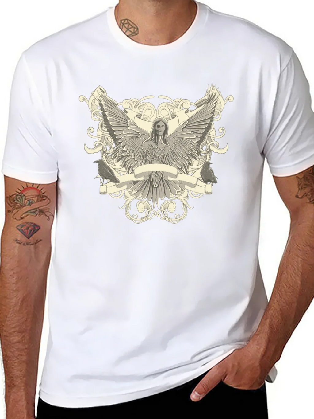 Angel Winged Graphic Print Black Tee product image 7