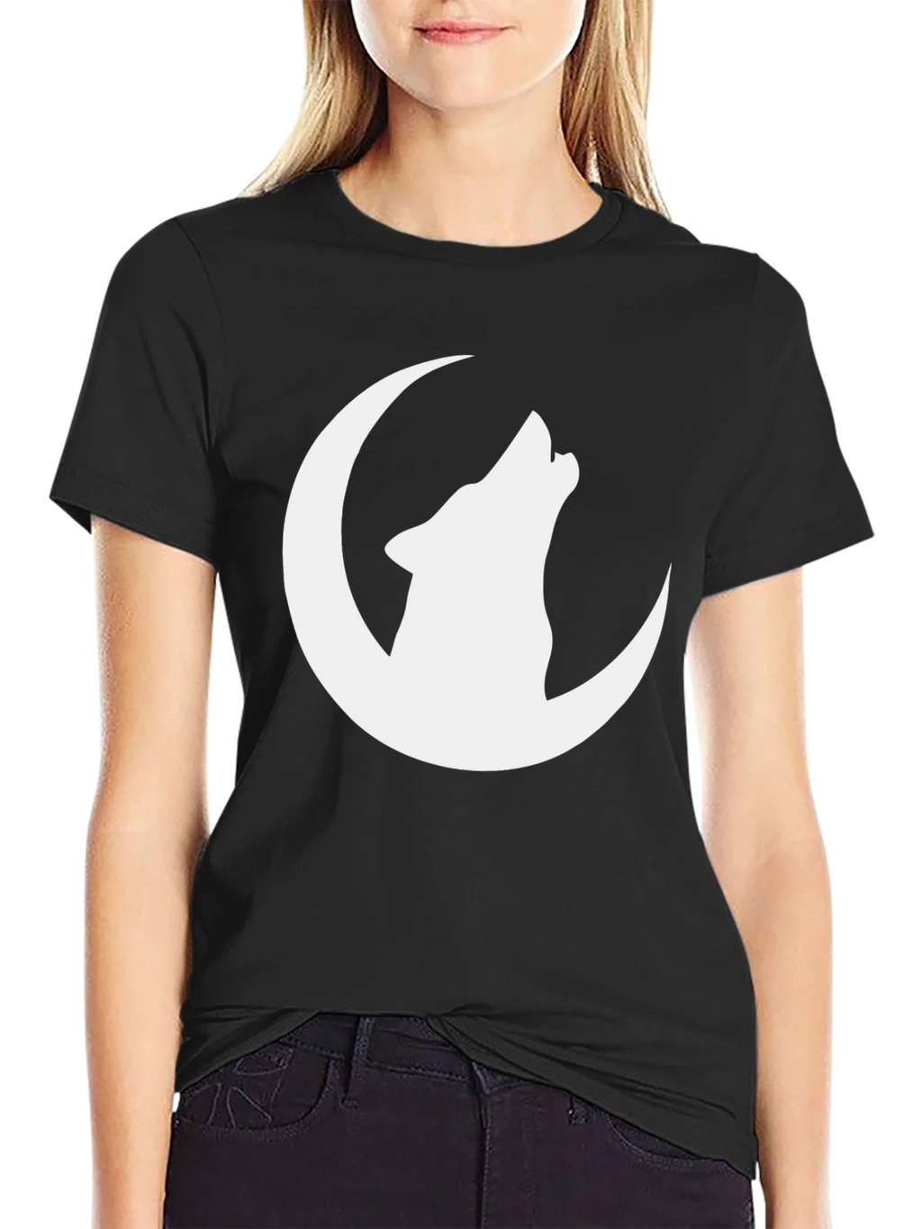 Wolf Moon Graphic Tee - Black Cotton T-Shirt product image 2