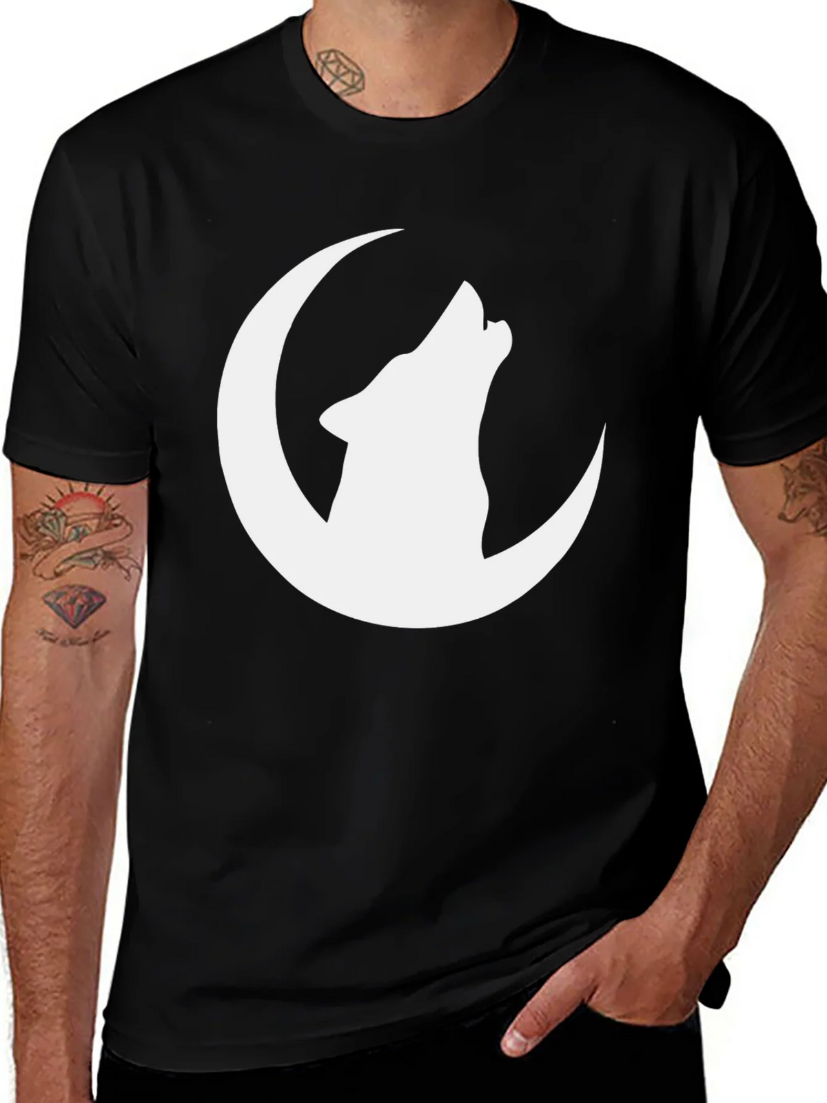 Wolf Moon Graphic Tee - Black Cotton T-Shirt product image 1