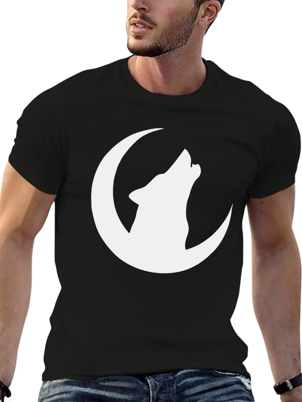 Wolf Moon Graphic Tee - Black Cotton T-Shirt product image 6