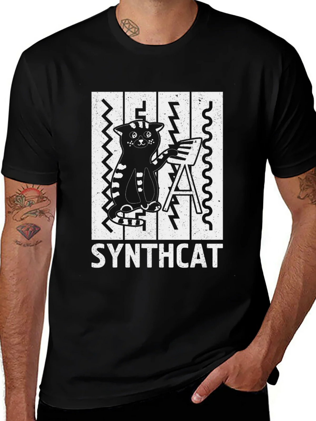 Synthcat T-Shirt - Cool Cat Musician Tee product image 1